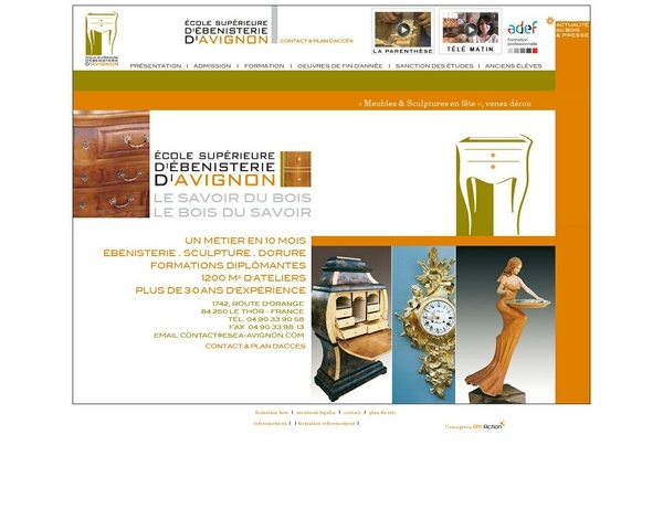 Ecole d'ebenisterie, sculpture, dorure sur bois