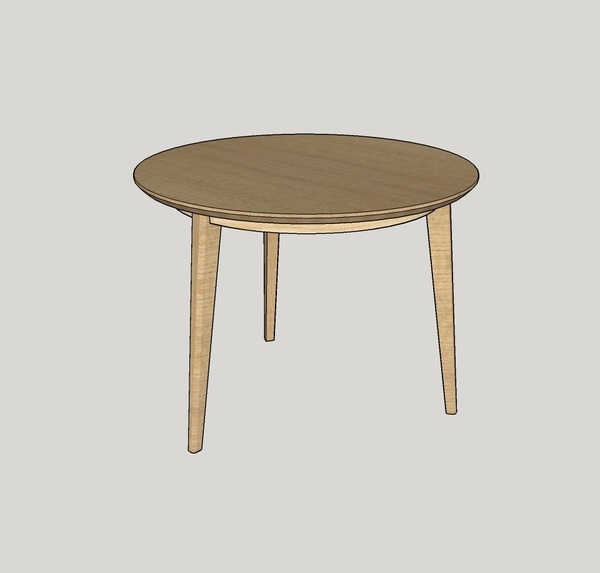 Table ronde à trois pieds avec ceinture cintrée