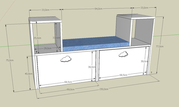 Banc Coffre Etagère
