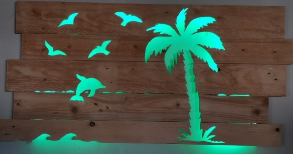 Décoration en bois ambiance plage , ile et nautique a leds