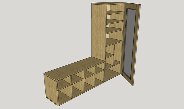 Meuble à chaussures avec banc et rangement latéral