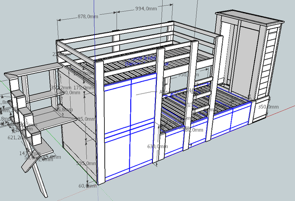 Méga Lit Bureau Armoire