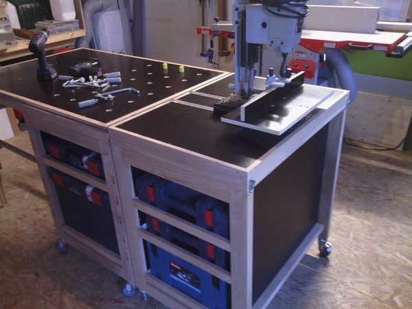 Meuble de mortaiseuse Hêtre et CP bakélisé