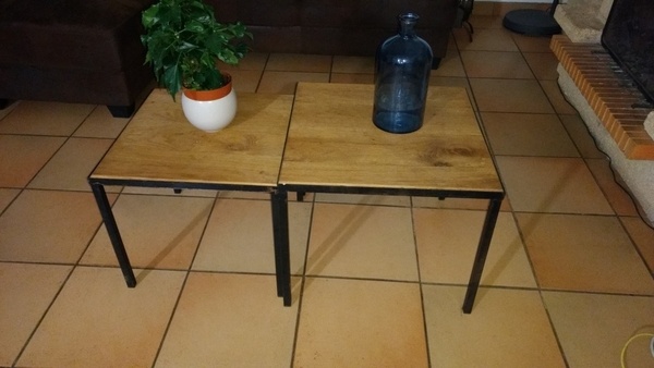 Tables basses gigognes bois et métal