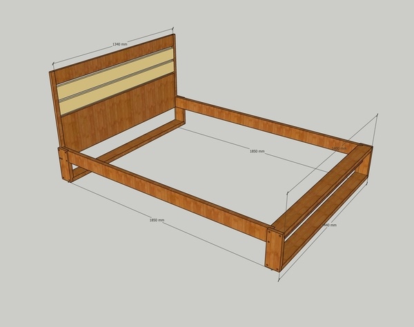 Lit en chêne et tilleul