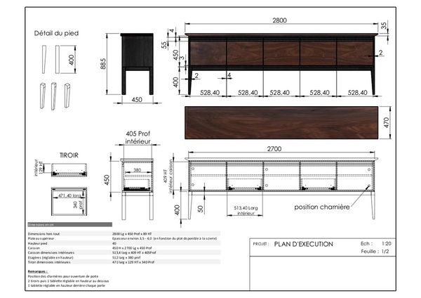BUFFET noyer et chêne