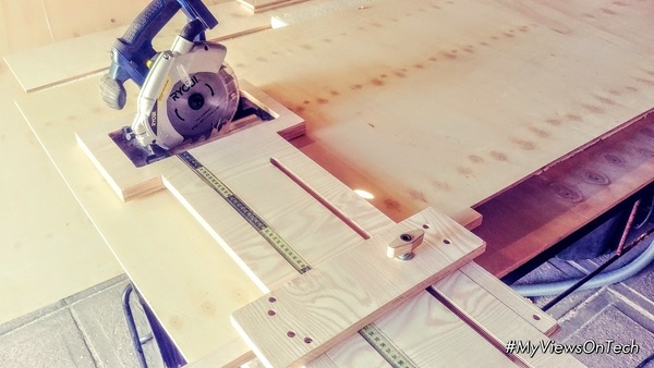 Rip cut guide for cordless circular saw