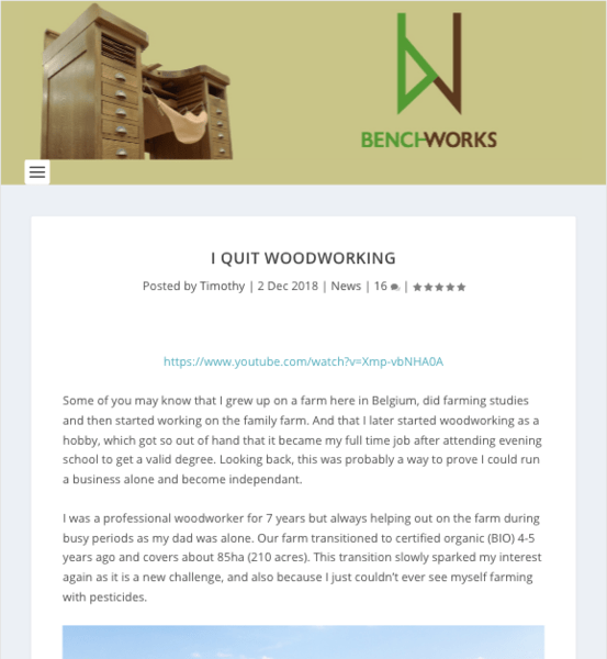 Timothy Wilmots : I quit woodworking