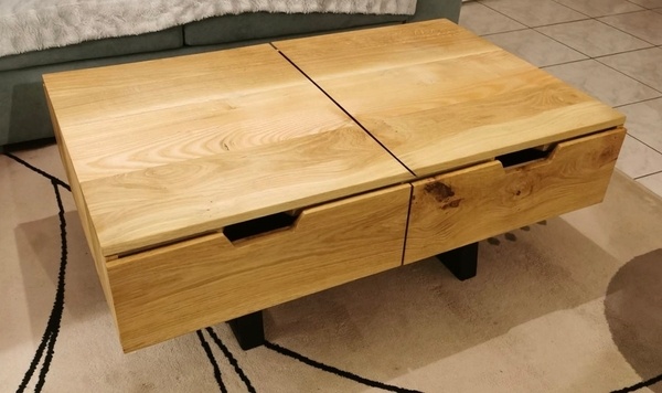 Table basse à double plateaux relevables