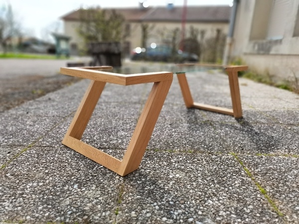 Petite table chêne et verre