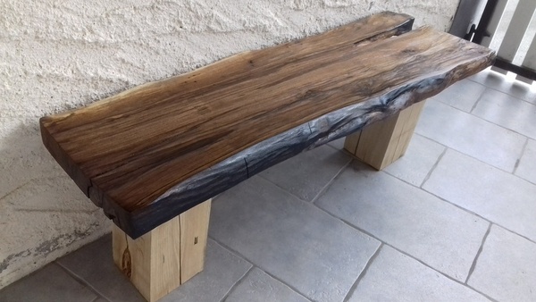 Banc rustique noyer et châtaigner