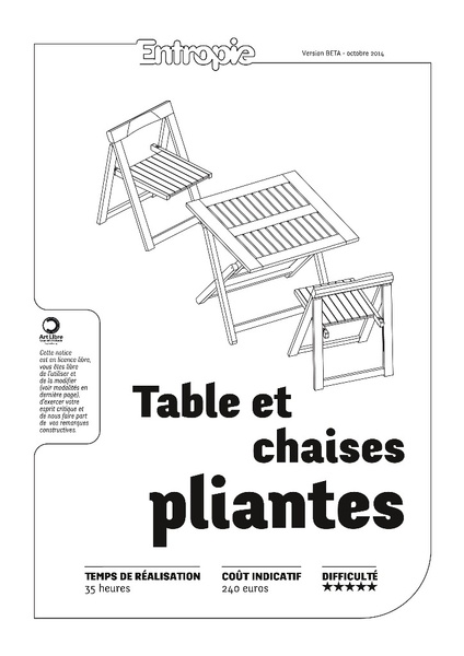 Tables et chaises pliantes Entropie