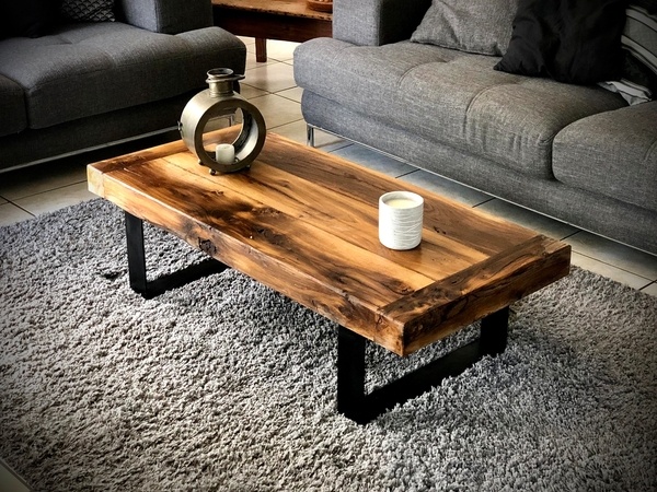 Table basse industriel bois et metal