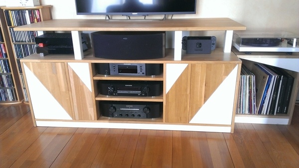 Meuble tv-hifi - chêne/blanc