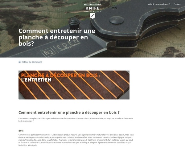 Info sur l'entretien des planches à découper