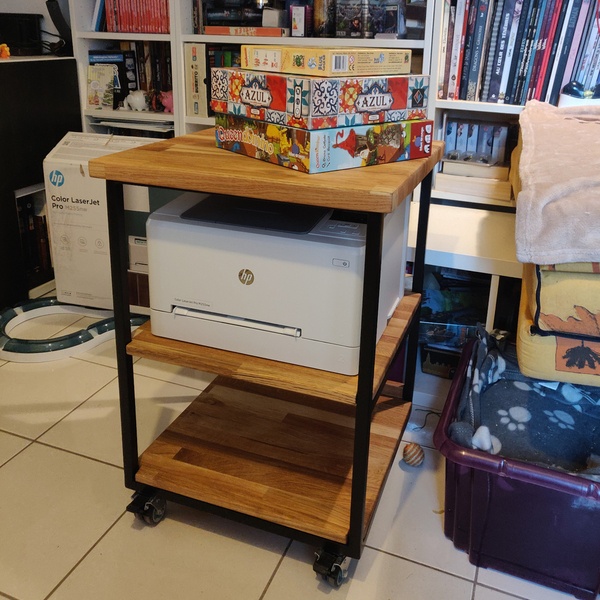 Console roullante chêne et acier