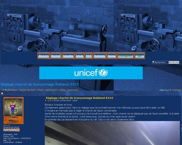 Reglage d'un chariot ROBLAND X310 sur Metabricoleur