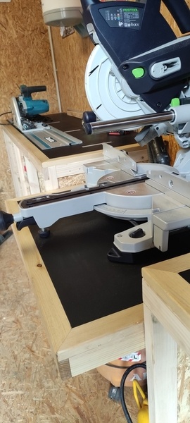 Meuble scie radiale et perceuse à colonne