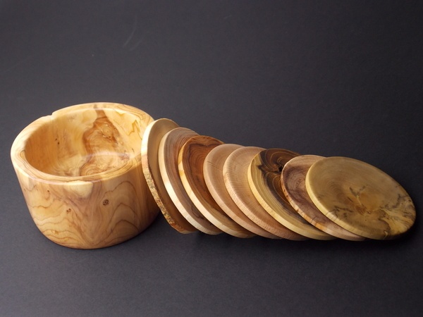 Ensembles de dessous de verres de 8 essences