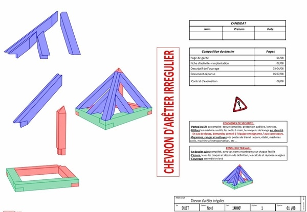 Sujet d'atelier chevron d'arêtier irrégulier