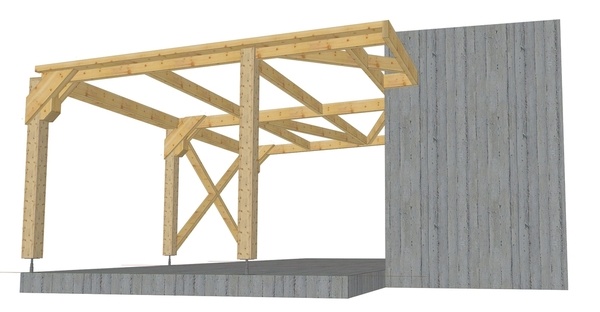 Un abri à bois en bois