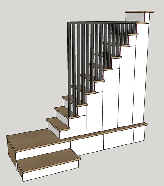 Escalier-placard avec palier quart tournant