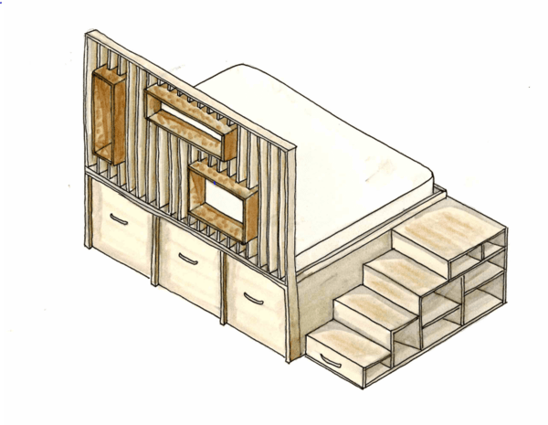 Lit avec claustra de Rahan
