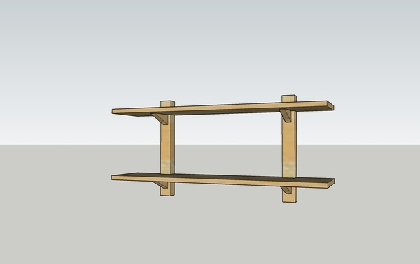 Etagère double, fixations invisibles