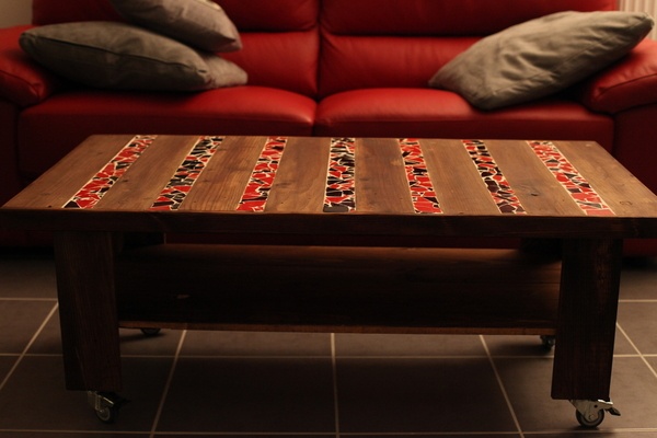 Table Basse Bois / Mosaïque