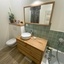 Meuble salle de bain + miroir en merisier