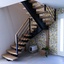 Escalier a limon central double quart tournant