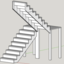Escalier sur crémaillère 2 volées droite avec palier