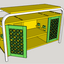 Meuble bas avec pieds de table recyclé.